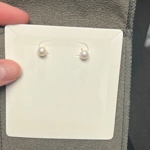 Small Pearl Stud Earrings gold hardware